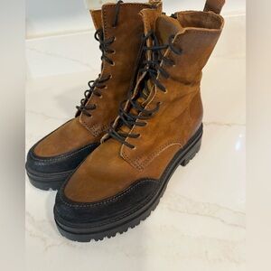 Miz Mooz Leather Lace-Up Combat Boots Dragon Brown EU 36 - US 5.5-6